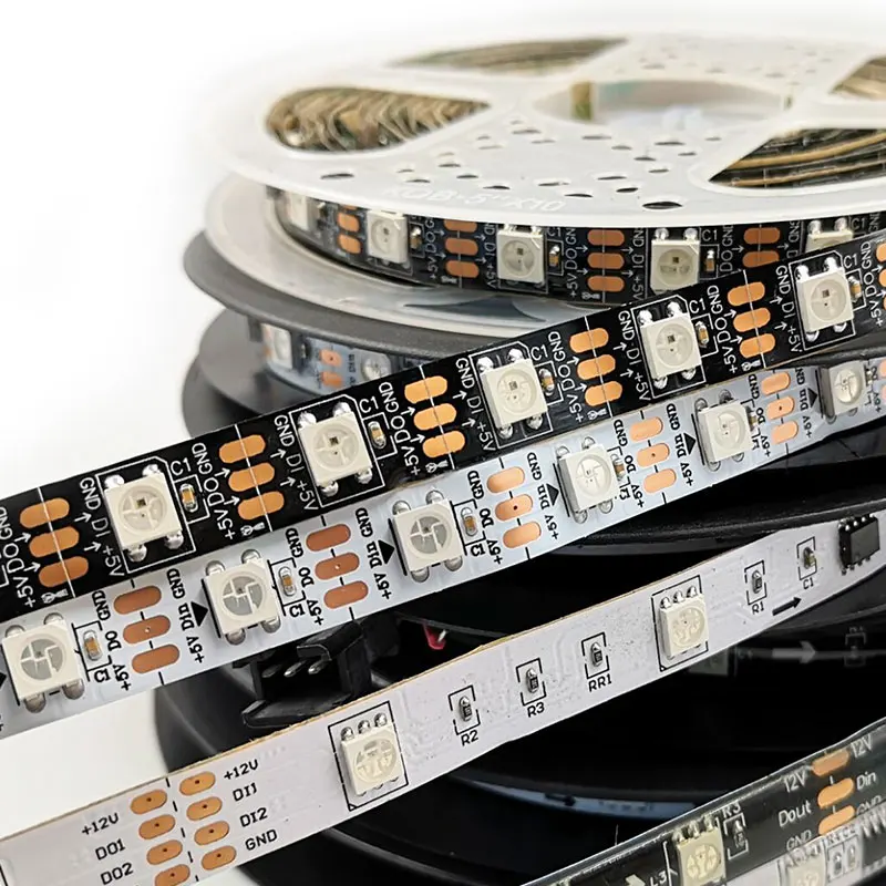 5m WS2812B Smart LED Pixel Strip, Black/White PCB, 30/60/144 LEDs/m WS2813 WS2812 30/60/144 Pixels, IP30/IP65/IP67 DC5V