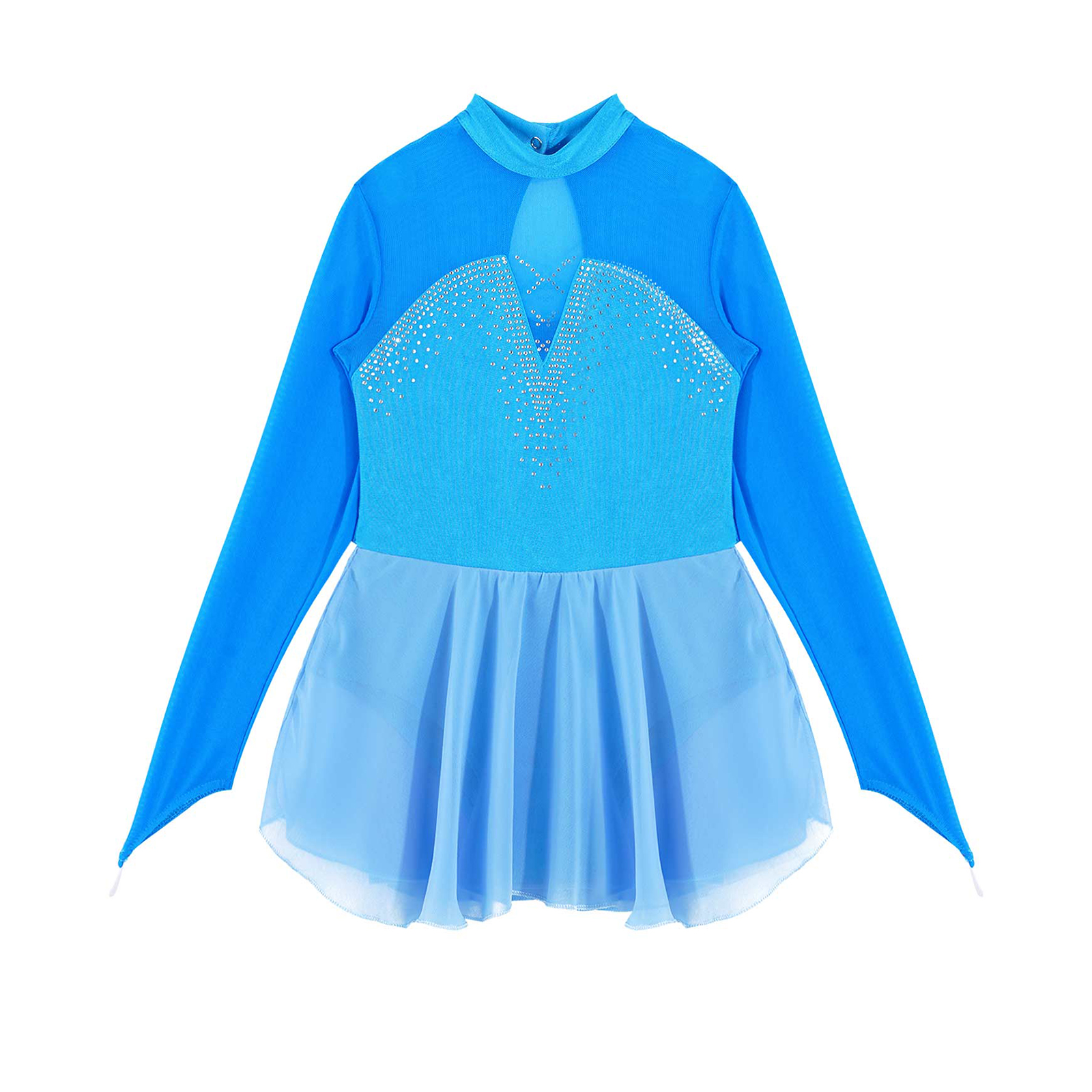 Kids Girls Figure Skating Dancewear Dress Sparkly Rhinestone Mesh Splice Ballerina Ballet Gymnastics Workout Tulle Tutu Dress