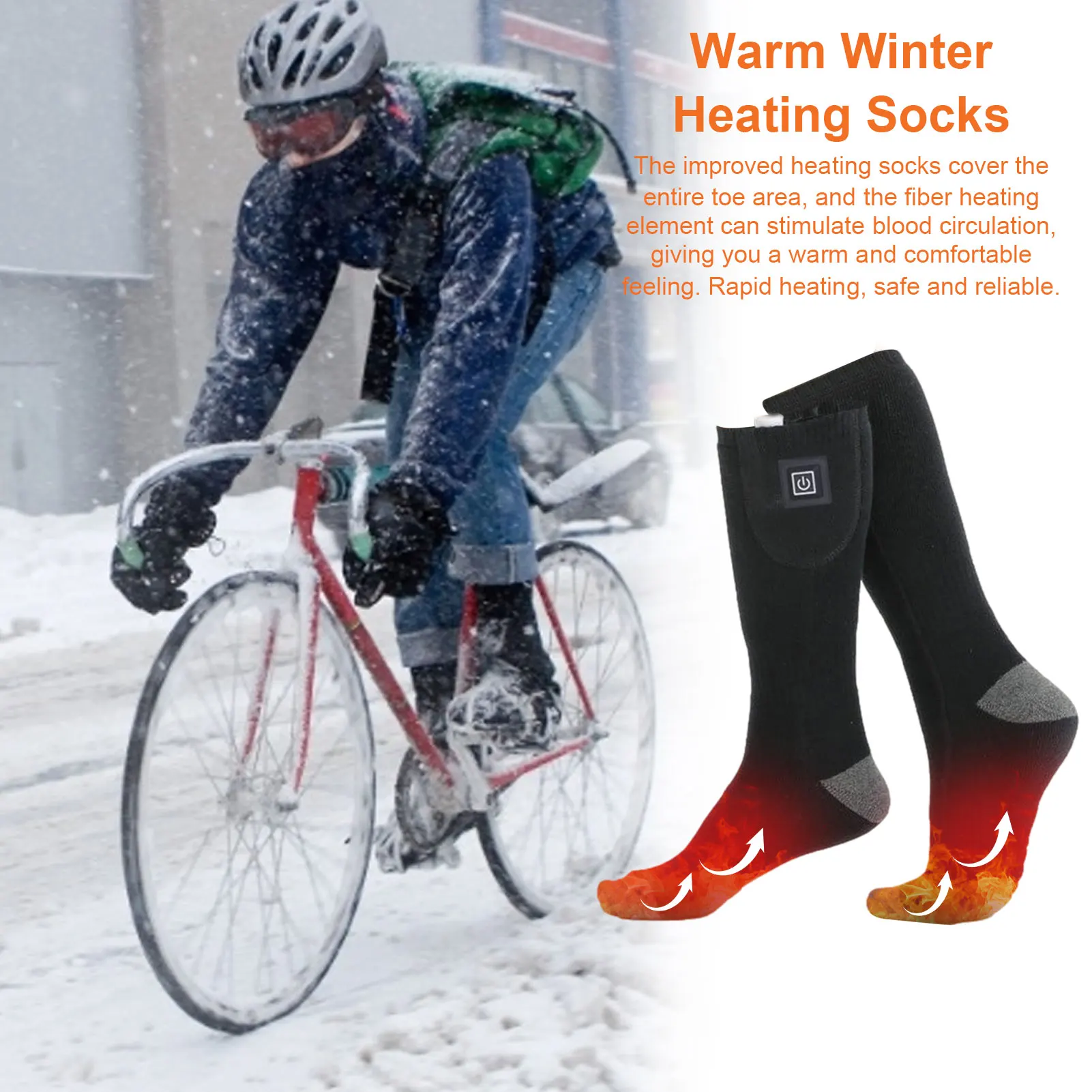 Winter Electric Heating Socks 3 Levels Adjustable Temperature Foot Warmer Battery Box Warm Sock For Cycling Camping Fishing