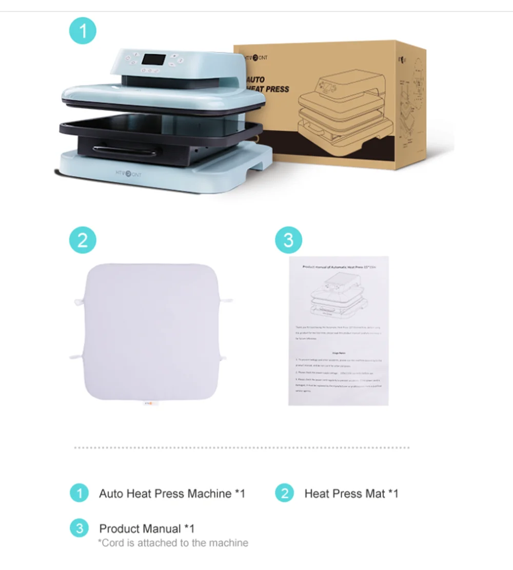 HTVRONT 15x15in 1500w Automatic Heat Press Machine Automatic Pressure DIY Iron On HTV Vinyl Sublimation for T-shirt Bag Fabric