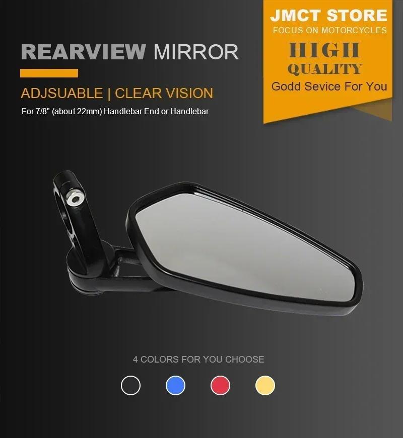 1 Pair 7/8" 22mm Motorcycle Aluminum Bar End Side Rearview Mirror Universal Motorbike Bike Handlebar Rear View Mirrors