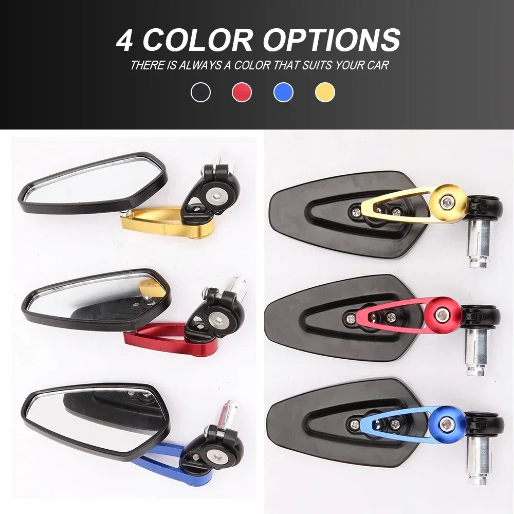 1 Pair 7/8" 22mm Motorcycle Aluminum Bar End Side Rearview Mirror Universal Motorbike Bike Handlebar Rear View Mirrors