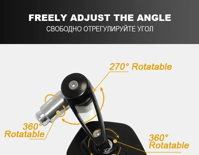 1 Pair 7/8" 22mm Motorcycle Aluminum Bar End Side Rearview Mirror Universal Motorbike Bike Handlebar Rear View Mirrors