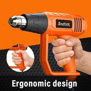 2000W Electric Heat Gun Hot Air Gun, 300℃ and 600℃, 300-500L/Min, 3 Nozzles, 1.5s Heating, for Stripping Shrinking Varnish