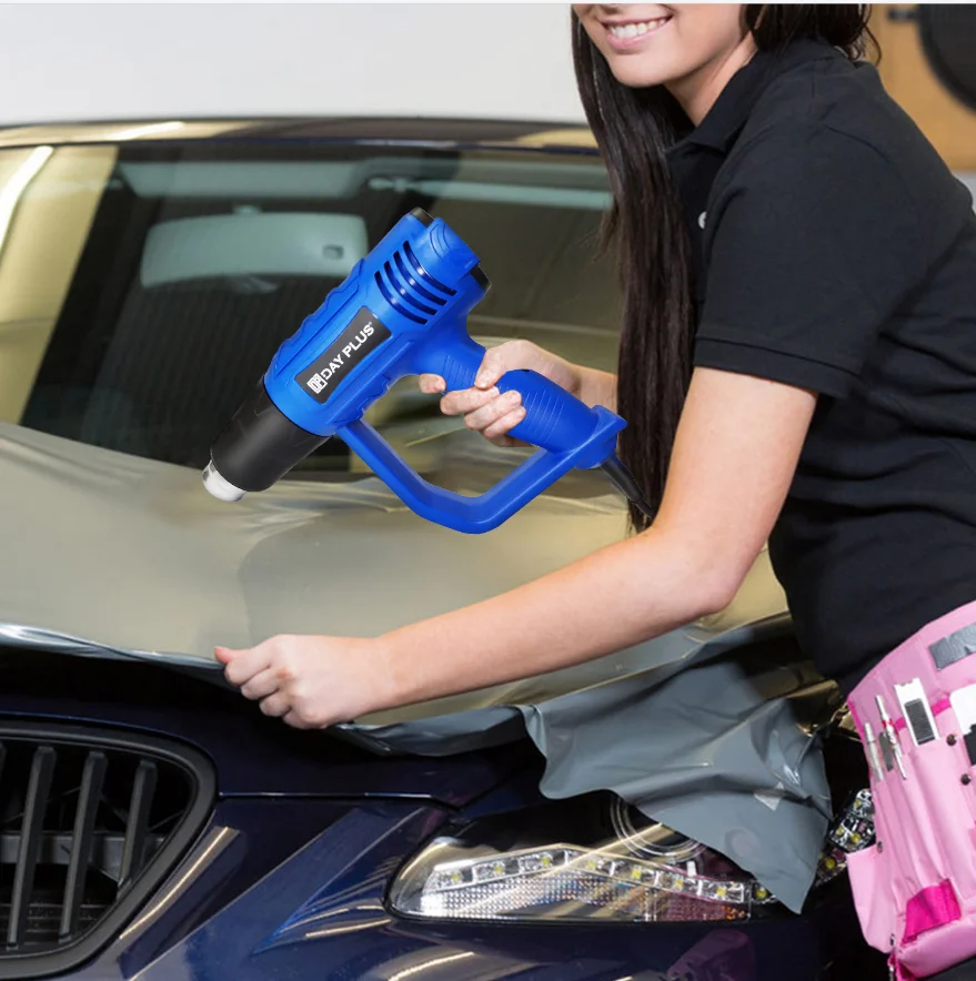 2000W Electric Heat Gun Hot Air Gun, 300℃ and 600℃, 300-500L/Min, 3 Nozzles, 1.5s Heating, for Stripping Shrinking Varnish