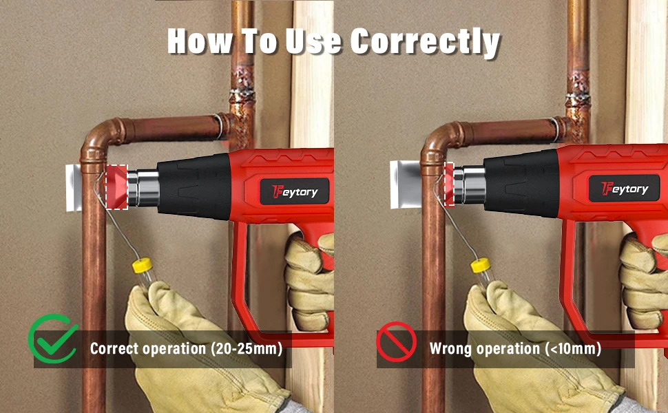 2000W Electric Heat Gun Hot Air Gun, 300℃ and 600℃, 300-500L/Min, 3 Nozzles, 1.5s Heating, for Stripping Shrinking Varnish