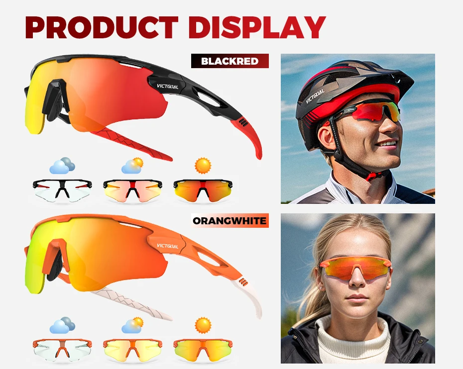 VICTGOAL Photochromic Cycling Sunglasses for Men Women Sports UV400 Protection Bicycle Eyewear MTB Mountain Road Bike Eyeglass