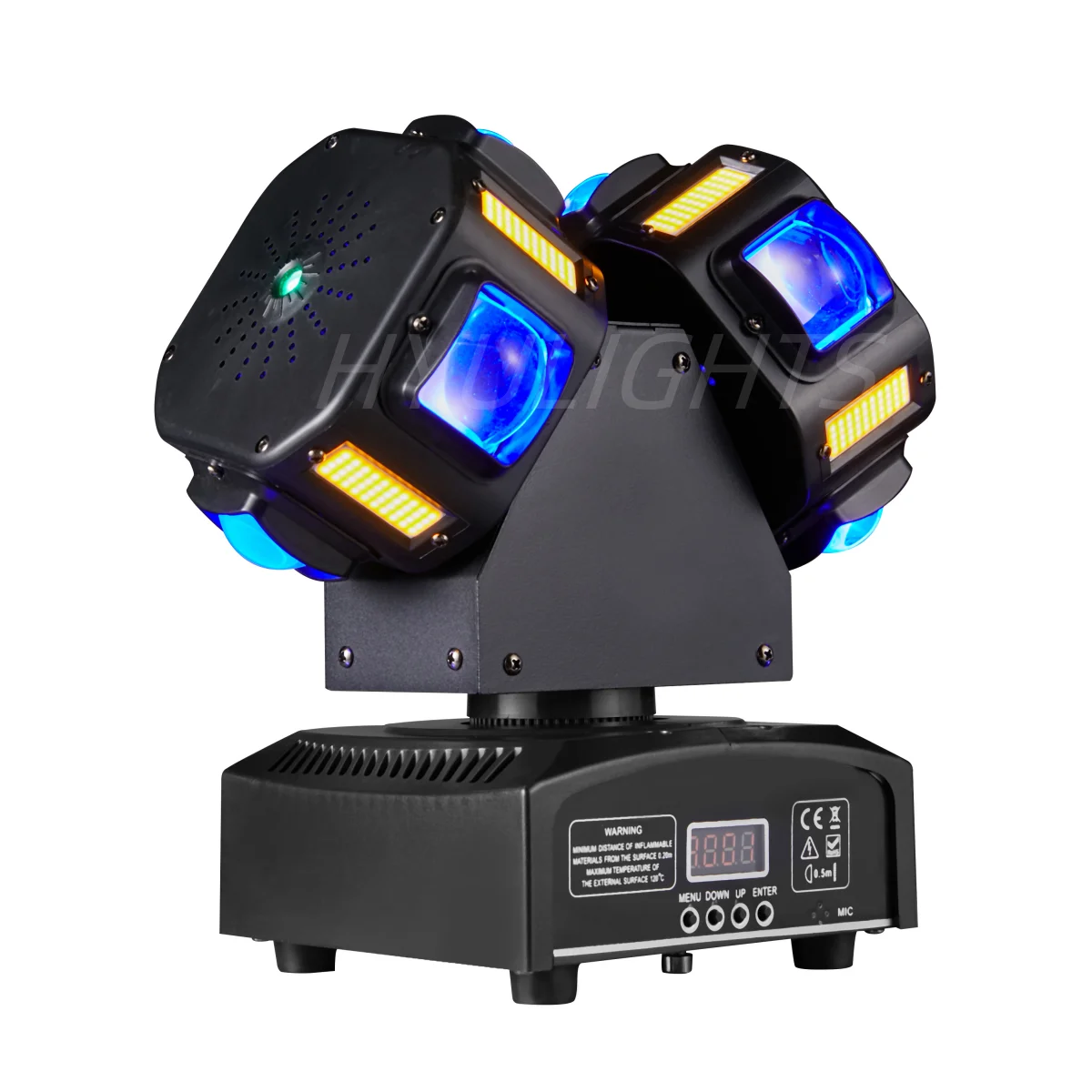 Dual LED 3in1 Mobile Headlights 8x12w RGBW Stroboscopic 8x5w Bright Gold Red Green Star DJ Lighting Effect