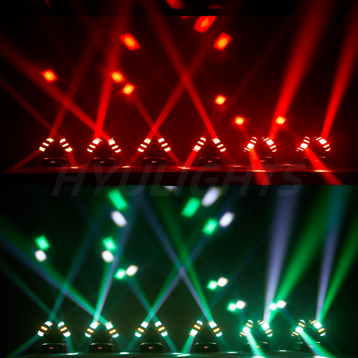 Dual LED 3in1 Mobile Headlights 8x12w RGBW Stroboscopic 8x5w Bright Gold Red Green Star DJ Lighting Effect