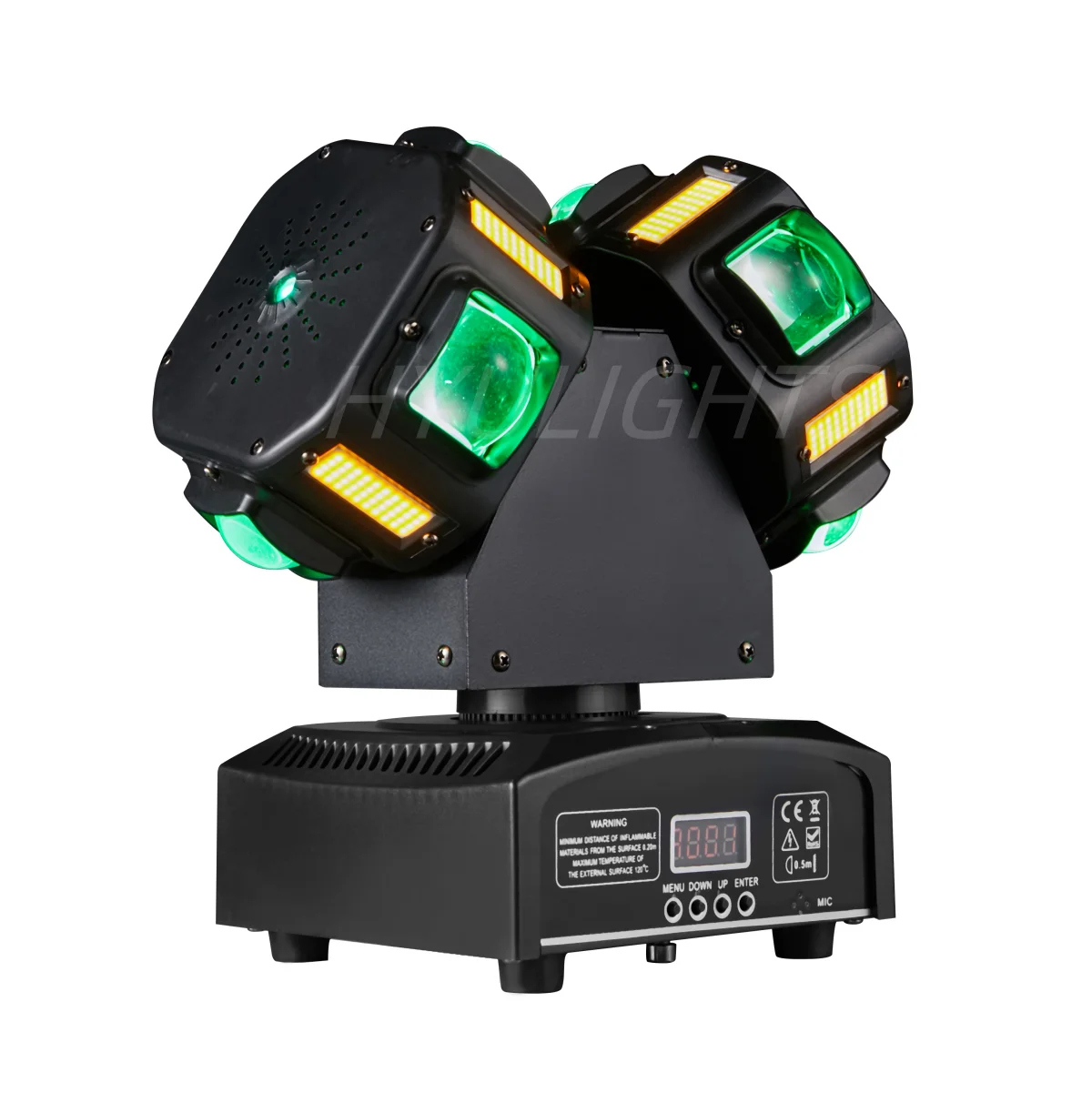 Dual LED 3in1 Mobile Headlights 8x12w RGBW Stroboscopic 8x5w Bright Gold Red Green Star DJ Lighting Effect