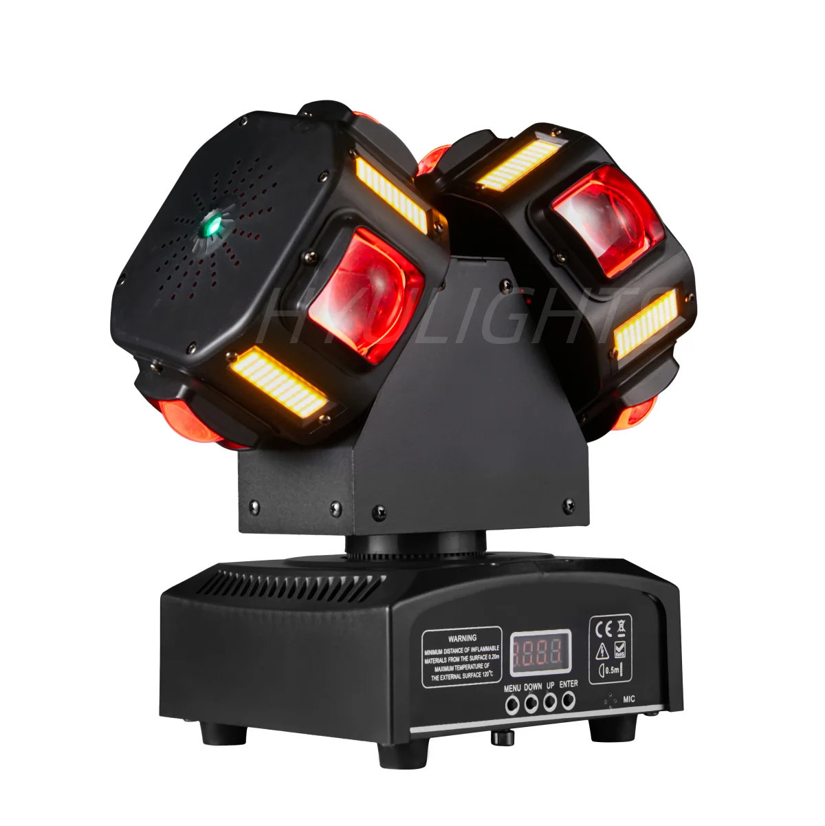 Dual LED 3in1 Mobile Headlights 8x12w RGBW Stroboscopic 8x5w Bright Gold Red Green Star DJ Lighting Effect