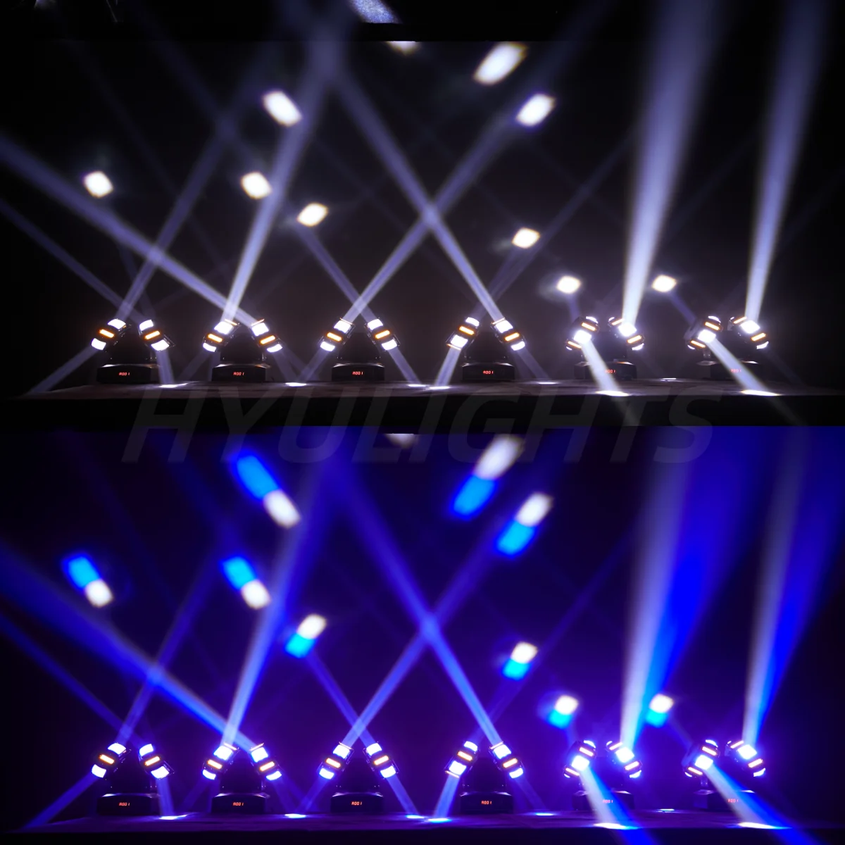 Dual LED 3in1 Mobile Headlights 8x12w RGBW Stroboscopic 8x5w Bright Gold Red Green Star DJ Lighting Effect