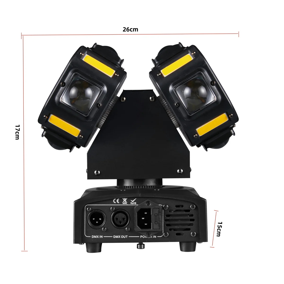 Dual LED 3in1 Mobile Headlights 8x12w RGBW Stroboscopic 8x5w Bright Gold Red Green Star DJ Lighting Effect