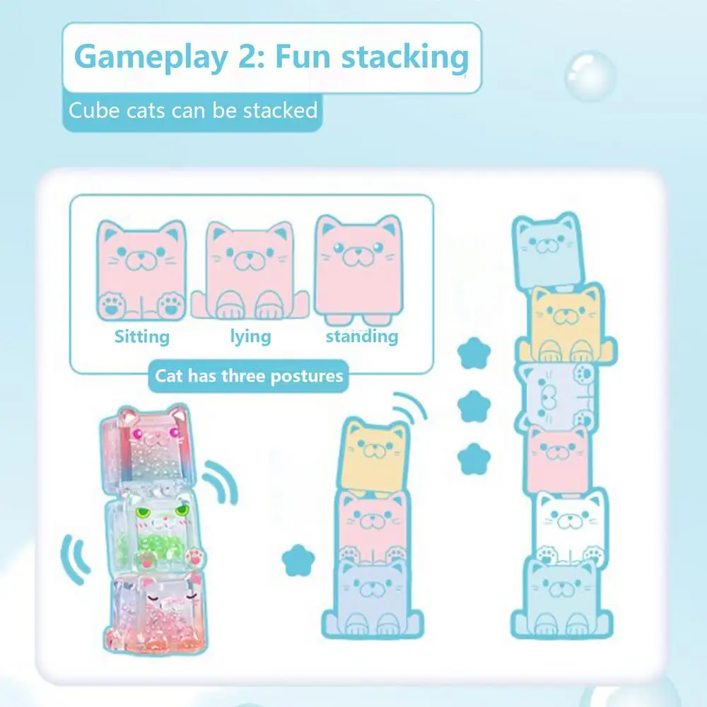 Stackable Animal Toy Cube Cat Design Building Blocks Cute Ice Cube Design Block Stacking Toy High Collection Value For Books