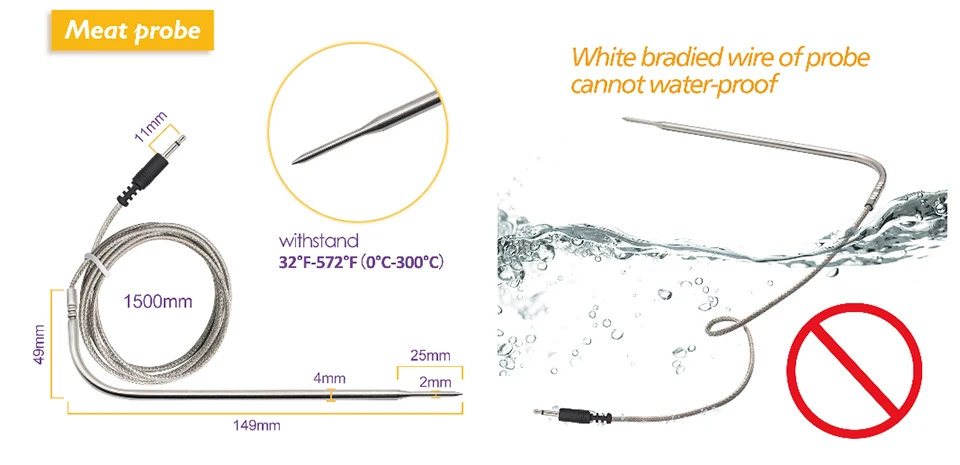 INKBIRD IBT-4XS Digital Steak Household BBQ Cooking Thermometer Meat Thermometer Bluetooth for Party Oven Smoking Barbecue