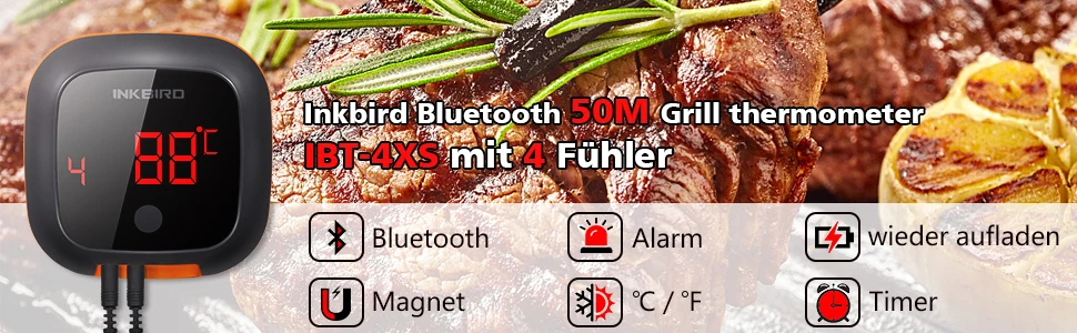 INKBIRD IBT-4XS Digital Steak Household BBQ Cooking Thermometer Meat Thermometer Bluetooth for Party Oven Smoking Barbecue