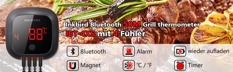 INKBIRD IBT-4XS Digital Steak Household BBQ Cooking Thermometer Meat Thermometer Bluetooth for Party Oven Smoking Barbecue