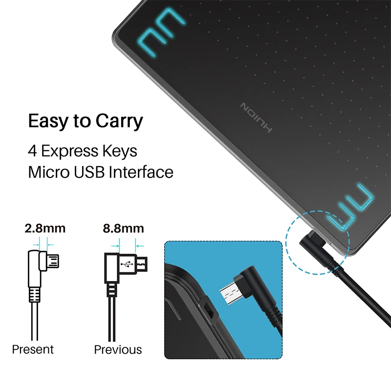 HUION HS64 6x4 Inches Graphic Drawing Tablets Phone Tablet Painting Tools with Battery-Free Stylus for Android Windows and macOS
