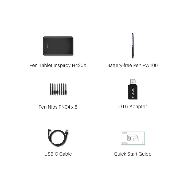 HUION H420X Graphics Tablet 4.17 X 2.6 Inch Digital Tablet Graphic Tablet for Drawing Painting with Battery-Free Pen PW100 8192