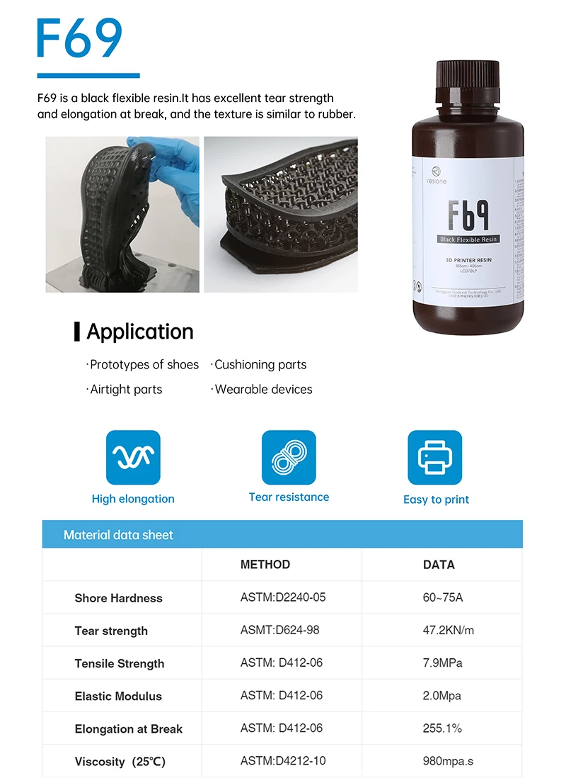 Resione 1KG ABS Like Tough 3d Printer UV Resin Photopolymer Resin For Elegoo Anycubic Resin 3d Photon Resin Liquid