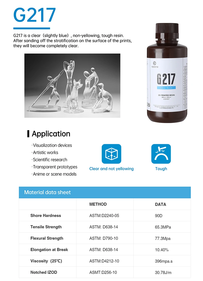 Resione 1KG ABS Like Tough 3d Printer UV Resin Photopolymer Resin For Elegoo Anycubic Resin 3d Photon Resin Liquid