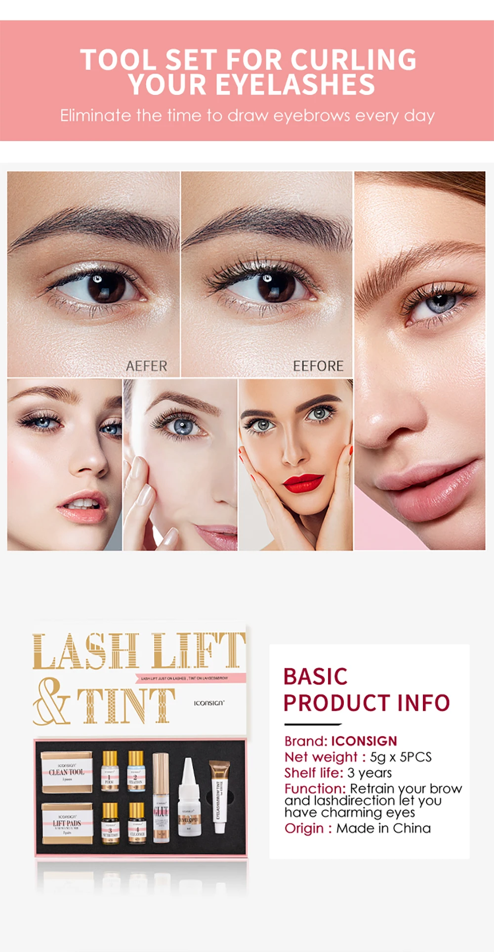 ICONSIGN Hot Sale Lash Lift And Eyelash Brow Tint Dual Use Kit Professional Lash Lifting Brow Dye Lash Lift Kit Eye Makeup Tools