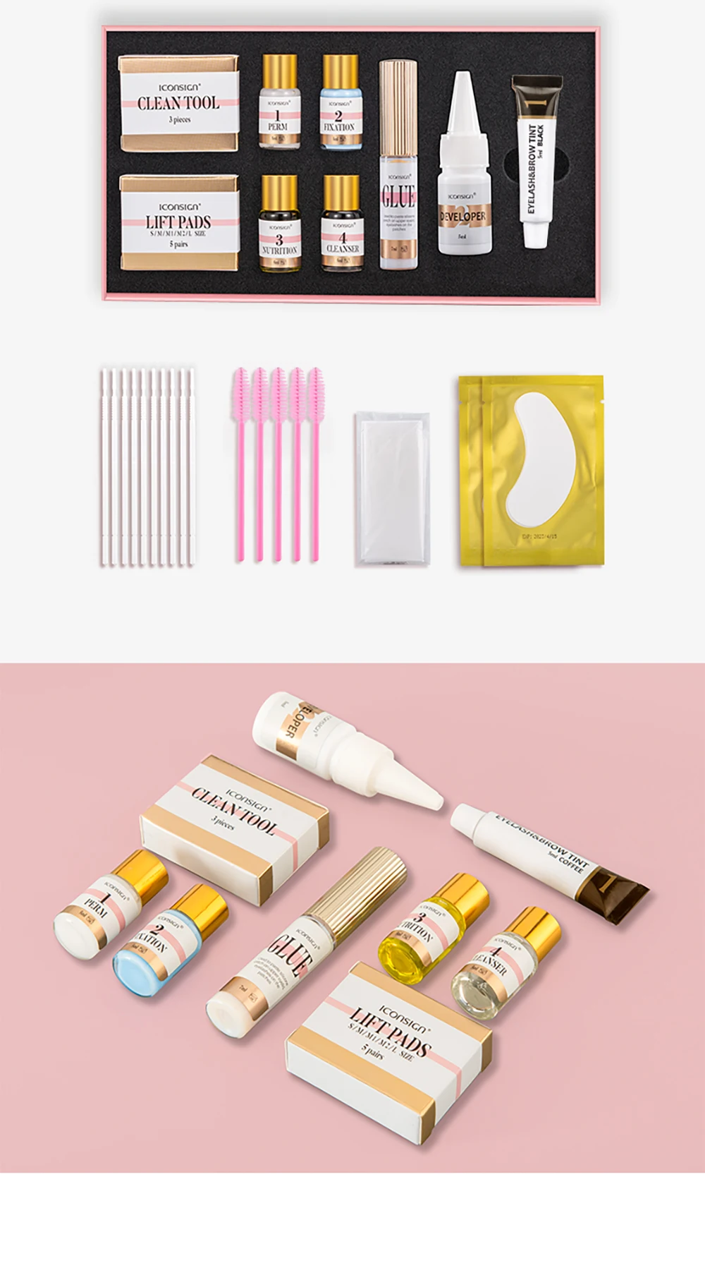 ICONSIGN Hot Sale Lash Lift And Eyelash Brow Tint Dual Use Kit Professional Lash Lifting Brow Dye Lash Lift Kit Eye Makeup Tools