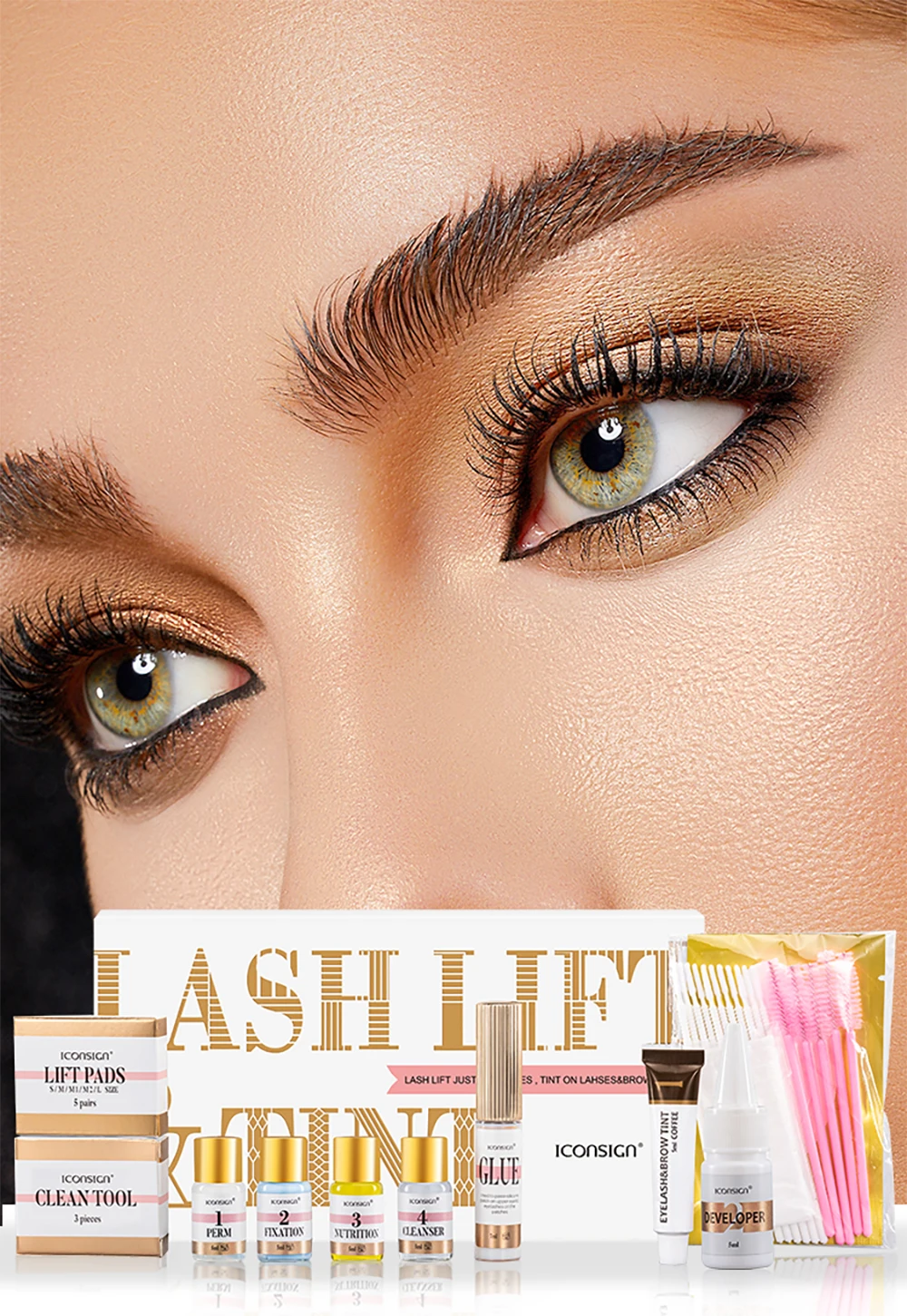 ICONSIGN Hot Sale Lash Lift And Eyelash Brow Tint Dual Use Kit Professional Lash Lifting Brow Dye Lash Lift Kit Eye Makeup Tools