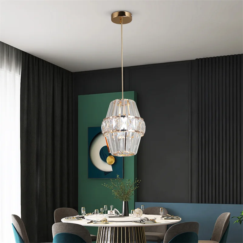 Nordic Chandelier Room Decor Led Pendant Light Modern Dining Room K9 Crystal Hanging Lamps For Ceiling Luxury Lustre Fixture