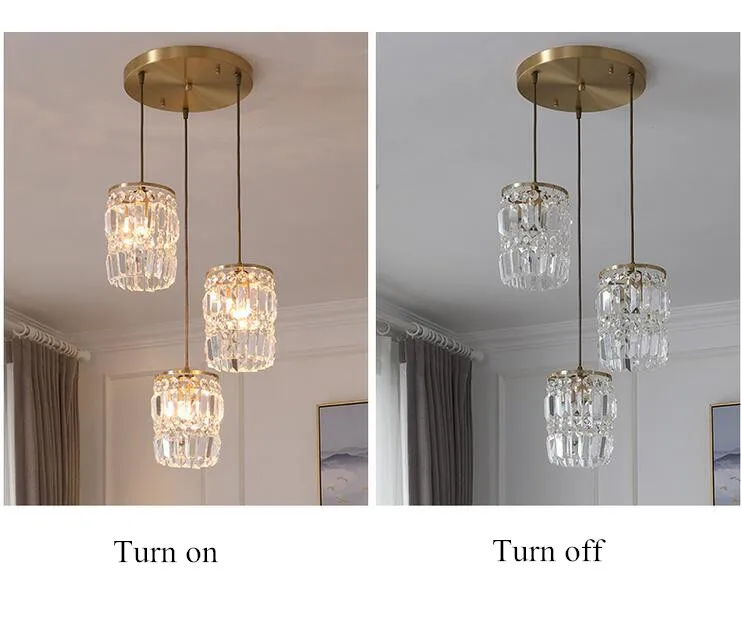 Nordic Chandelier Room Decor Led Pendant Light Modern Dining Room K9 Crystal Hanging Lamps For Ceiling Luxury Lustre Fixture