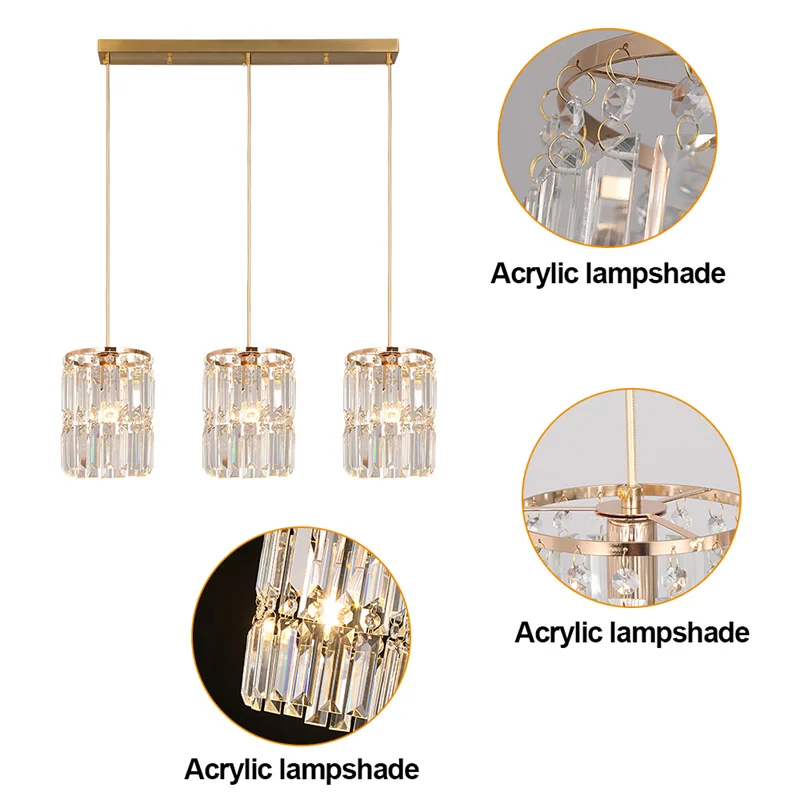 Nordic Chandelier Room Decor Led Pendant Light Modern Dining Room K9 Crystal Hanging Lamps For Ceiling Luxury Lustre Fixture