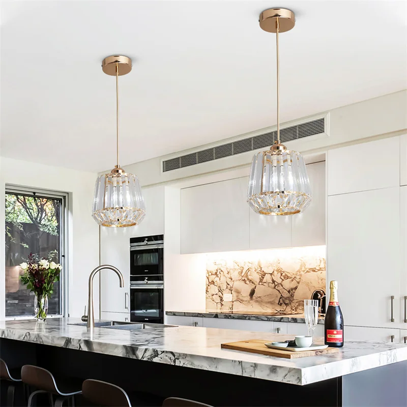 Nordic Chandelier Room Decor Led Pendant Light Modern Dining Room K9 Crystal Hanging Lamps For Ceiling Luxury Lustre Fixture