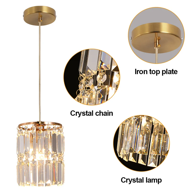 Nordic Chandelier Room Decor Led Pendant Light Modern Dining Room K9 Crystal Hanging Lamps For Ceiling Luxury Lustre Fixture