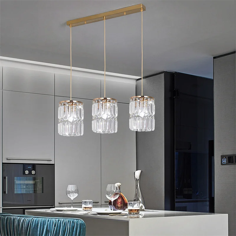Nordic Chandelier Room Decor Led Pendant Light Modern Dining Room K9 Crystal Hanging Lamps For Ceiling Luxury Lustre Fixture