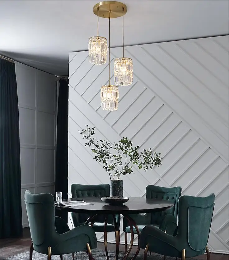 Nordic Chandelier Room Decor Led Pendant Light Modern Dining Room K9 Crystal Hanging Lamps For Ceiling Luxury Lustre Fixture