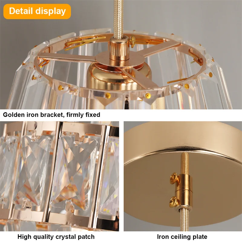 Nordic Chandelier Room Decor Led Pendant Light Modern Dining Room K9 Crystal Hanging Lamps For Ceiling Luxury Lustre Fixture