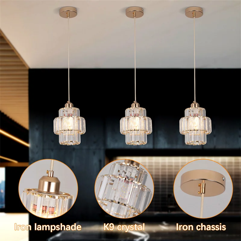 Nordic Chandelier Room Decor Led Pendant Light Modern Dining Room K9 Crystal Hanging Lamps For Ceiling Luxury Lustre Fixture