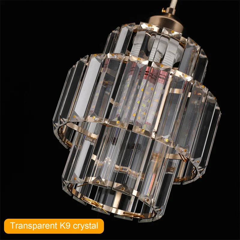 Nordic Chandelier Room Decor Led Pendant Light Modern Dining Room K9 Crystal Hanging Lamps For Ceiling Luxury Lustre Fixture