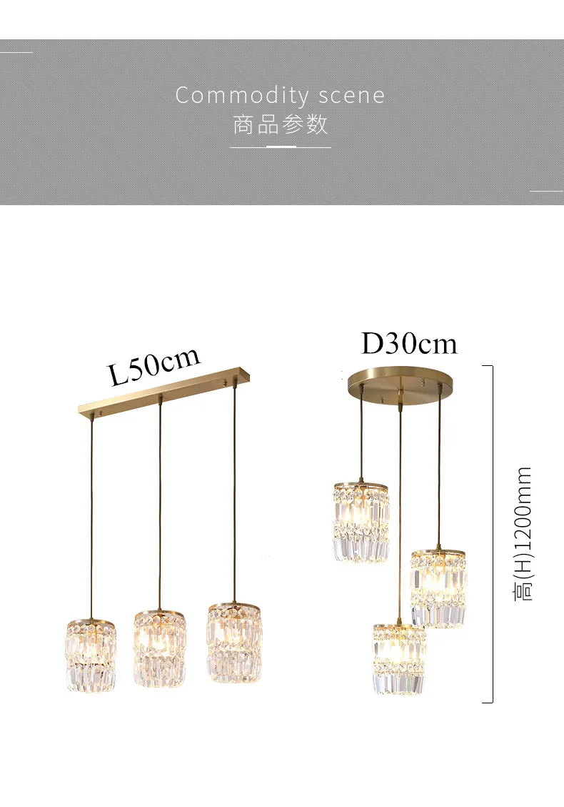 Nordic Chandelier Room Decor Led Pendant Light Modern Dining Room K9 Crystal Hanging Lamps For Ceiling Luxury Lustre Fixture