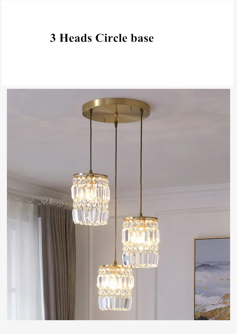 Nordic Chandelier Room Decor Led Pendant Light Modern Dining Room K9 Crystal Hanging Lamps For Ceiling Luxury Lustre Fixture