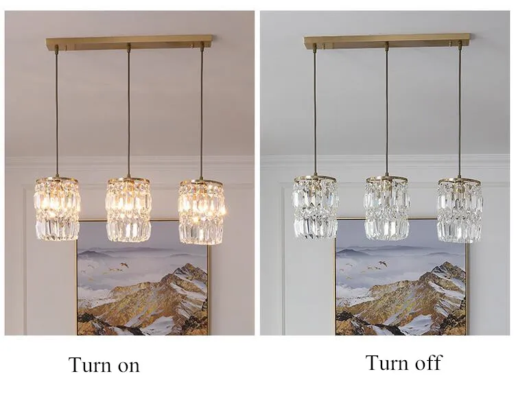 Nordic Chandelier Room Decor Led Pendant Light Modern Dining Room K9 Crystal Hanging Lamps For Ceiling Luxury Lustre Fixture