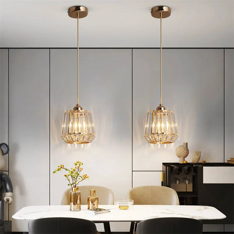 Nordic Chandelier Room Decor Led Pendant Light Modern Dining Room K9 Crystal Hanging Lamps For Ceiling Luxury Lustre Fixture