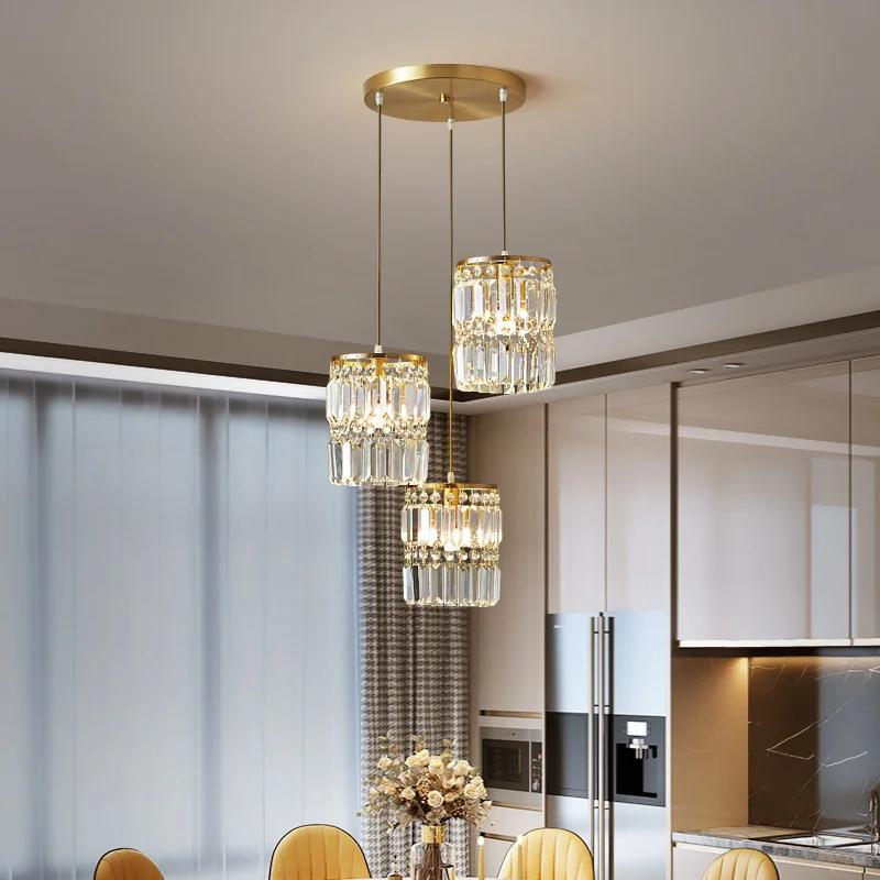 Nordic Chandelier Room Decor Led Pendant Light Modern Dining Room K9 Crystal Hanging Lamps For Ceiling Luxury Lustre Fixture