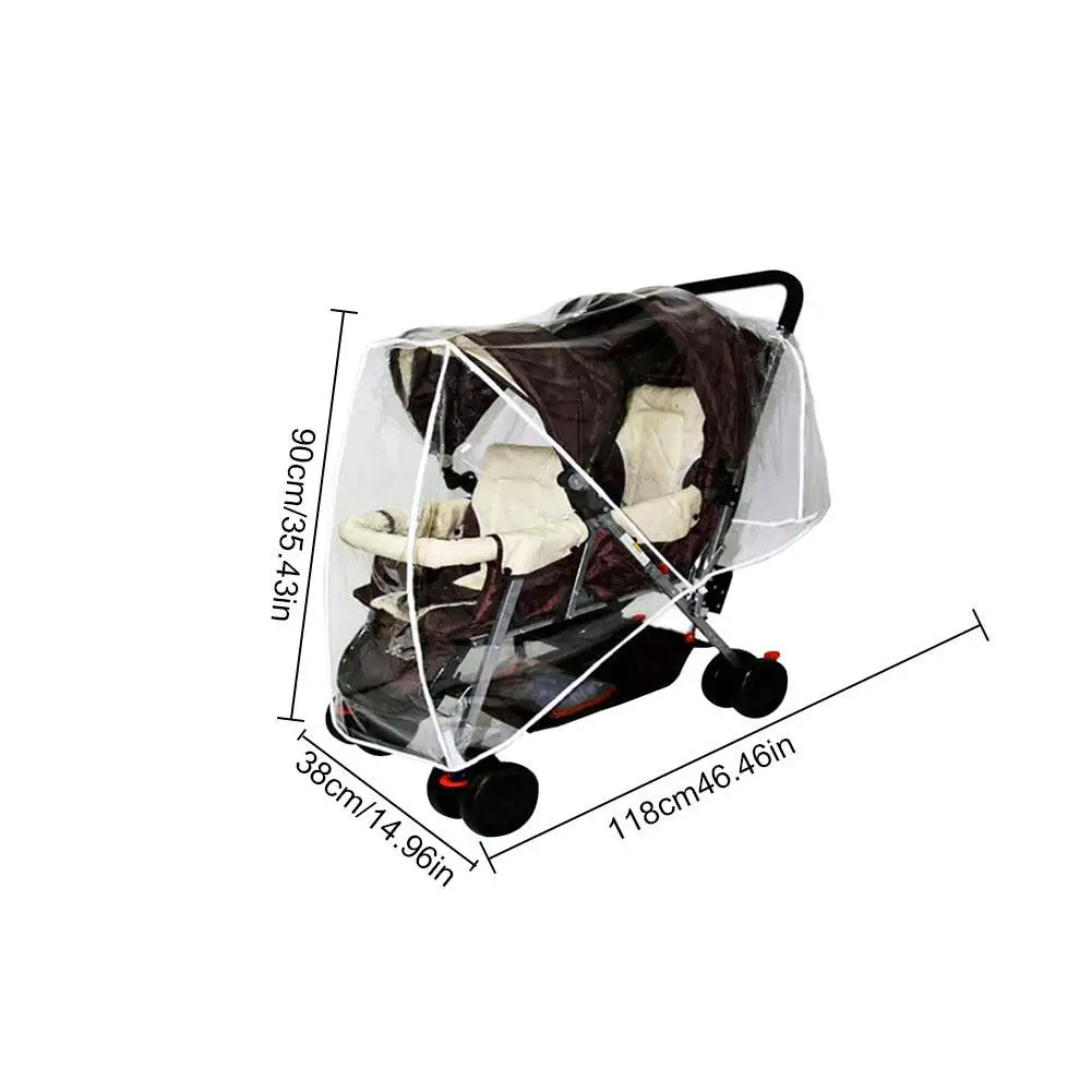 Weather Shield for Double Stroller Side by Side Baby Stroller Rain Cover Waterproof PVC Shield Outdoor Activities Accessories