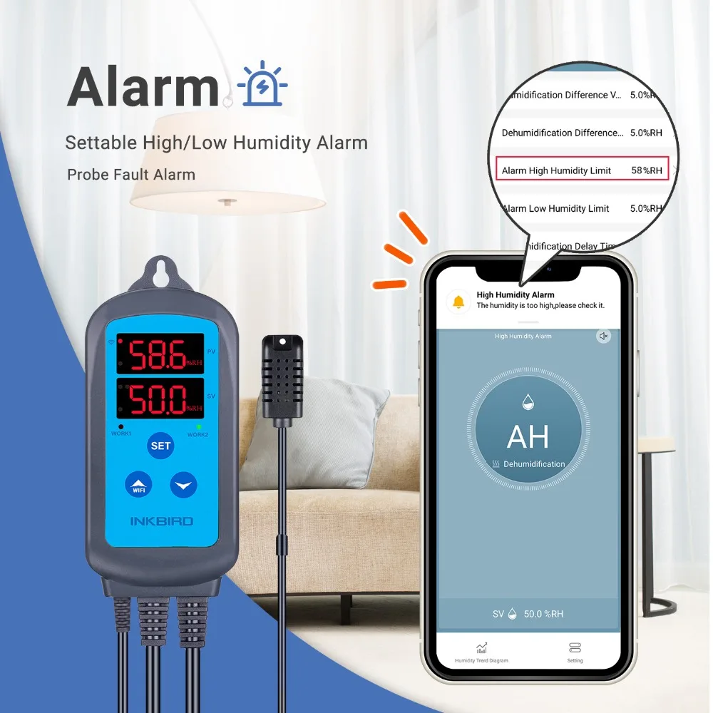 ITC-308 WIFI Dual Function Automatic Temperature Controller+ IHC-200 WIFI Humidity Controller for Home Brewing Aquarium