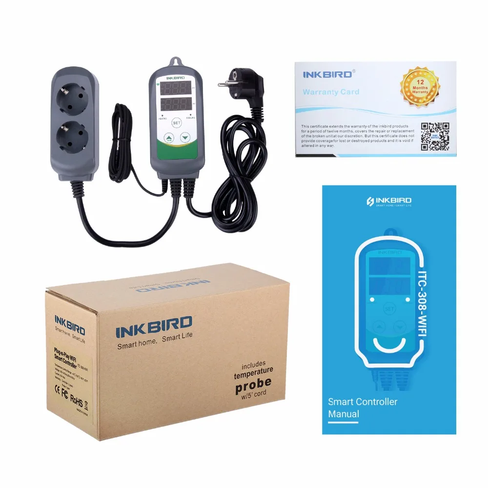 ITC-308 WIFI Dual Function Automatic Temperature Controller+ IHC-200 WIFI Humidity Controller for Home Brewing Aquarium