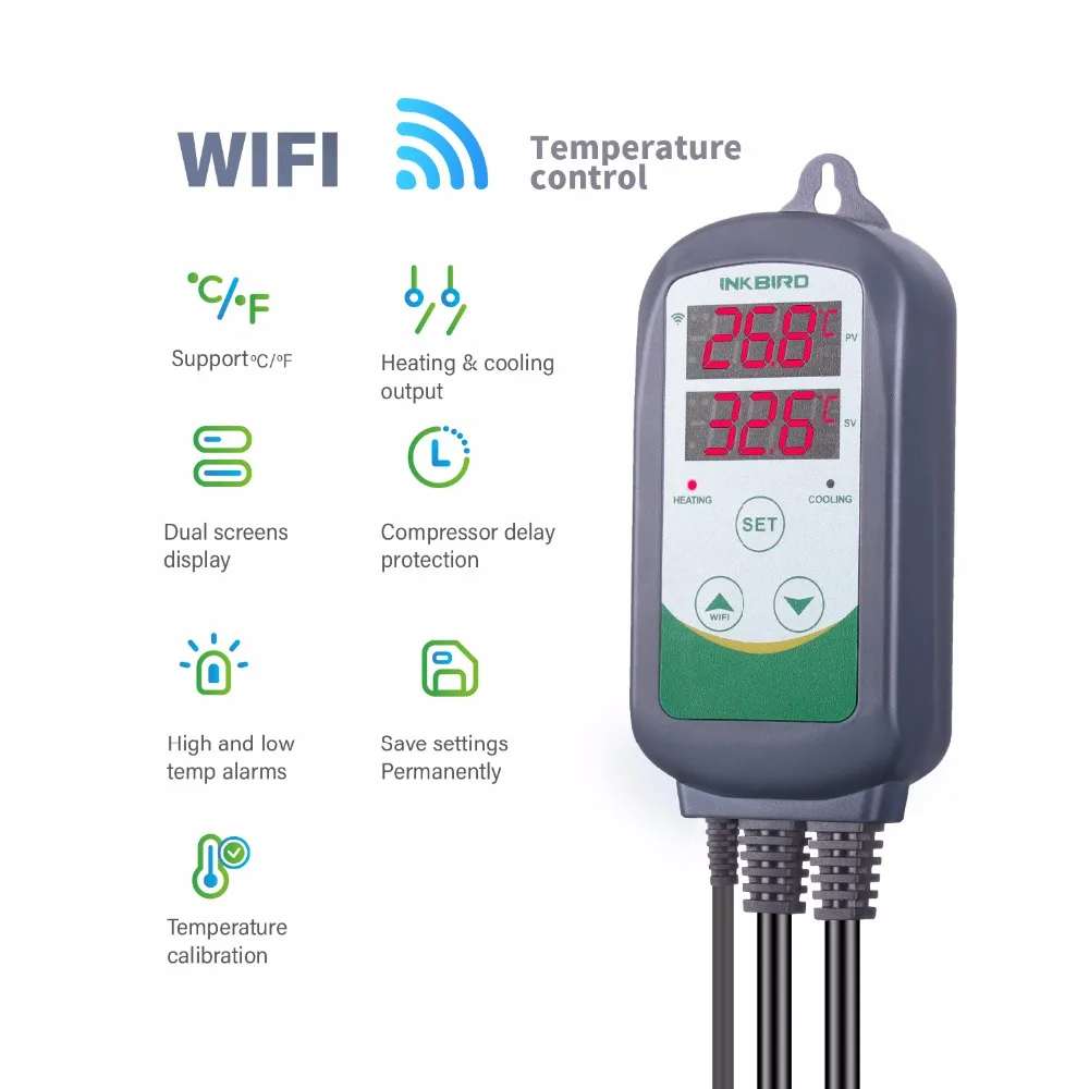 ITC-308 WIFI Dual Function Automatic Temperature Controller+ IHC-200 WIFI Humidity Controller for Home Brewing Aquarium