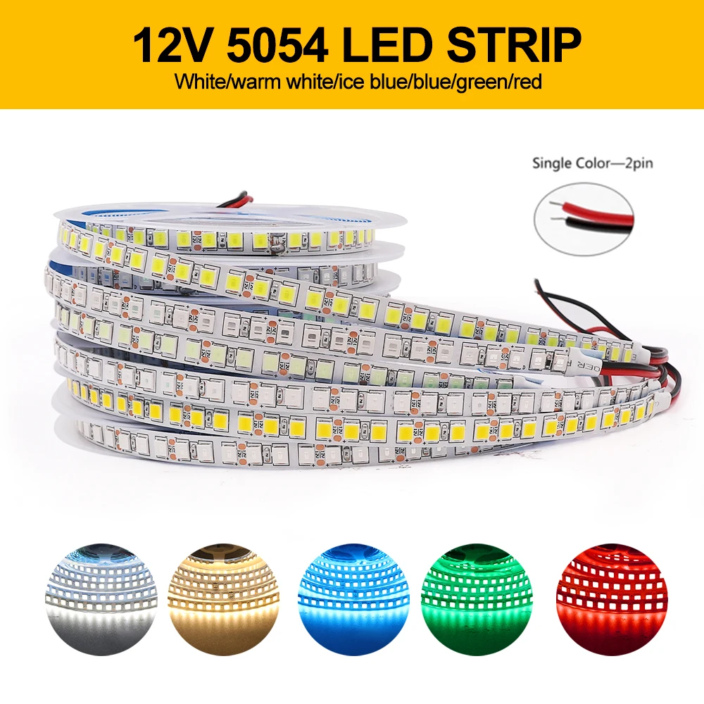 Super Bright LED Strip Light 12V 5M SMD 5054 Waterproof 120Leds/m Flexible LED Pixel Ribbon Tape for Home Decoration 9 Colors