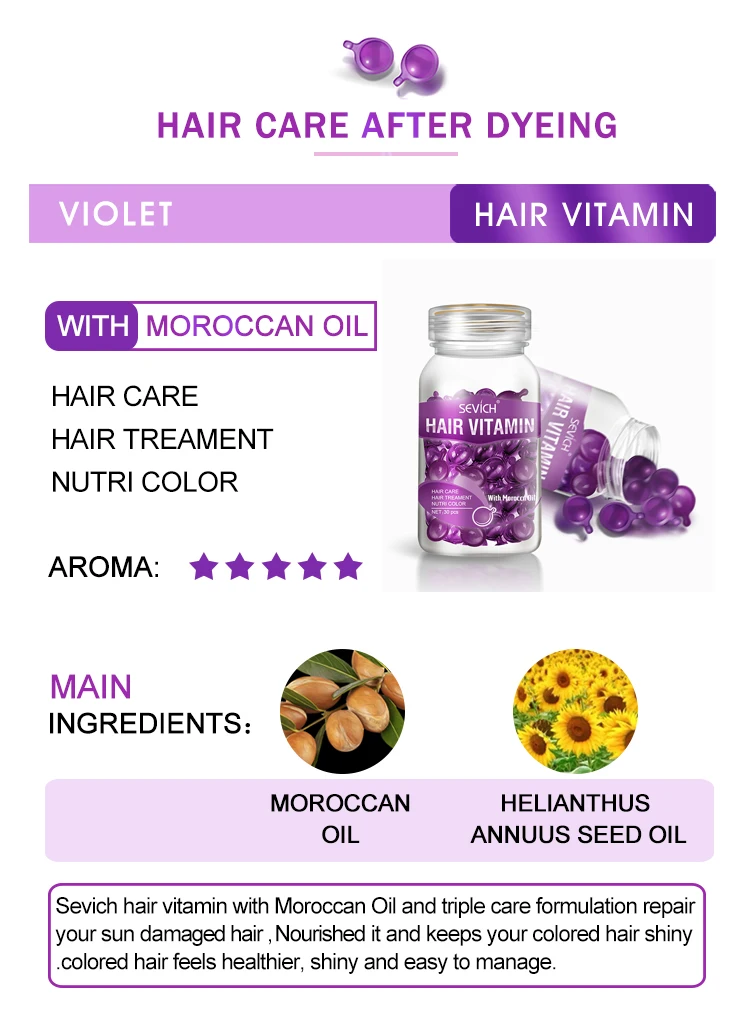 Sevich 3PCS/SET Keratin Complex Oil Hair Vitamin Capsule Set Moroccan Hair Care Oil Smooth Repair Damaged Hair Treatment Serum