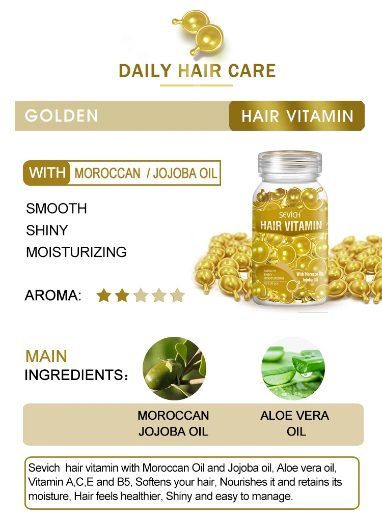 Sevich 3PCS/SET Keratin Complex Oil Hair Vitamin Capsule Set Moroccan Hair Care Oil Smooth Repair Damaged Hair Treatment Serum